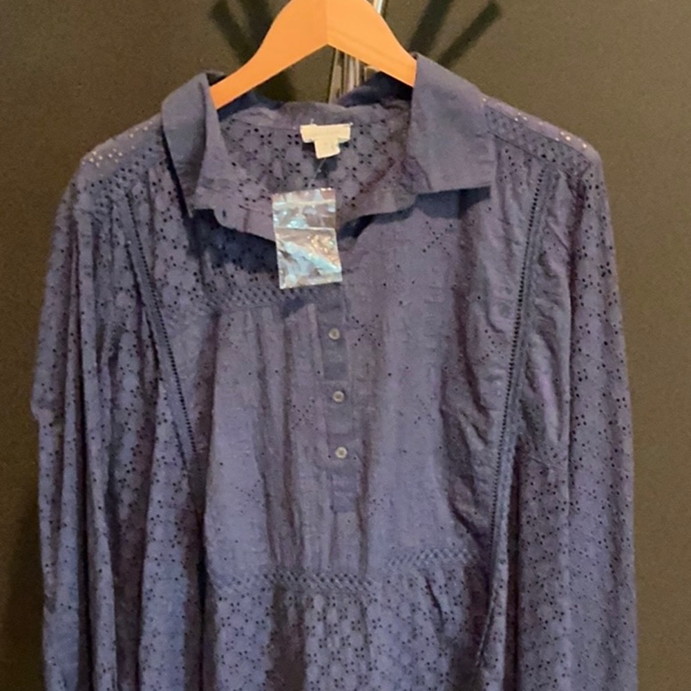 Sundance Blue Casual Button Down Shirt with Textured Fabric